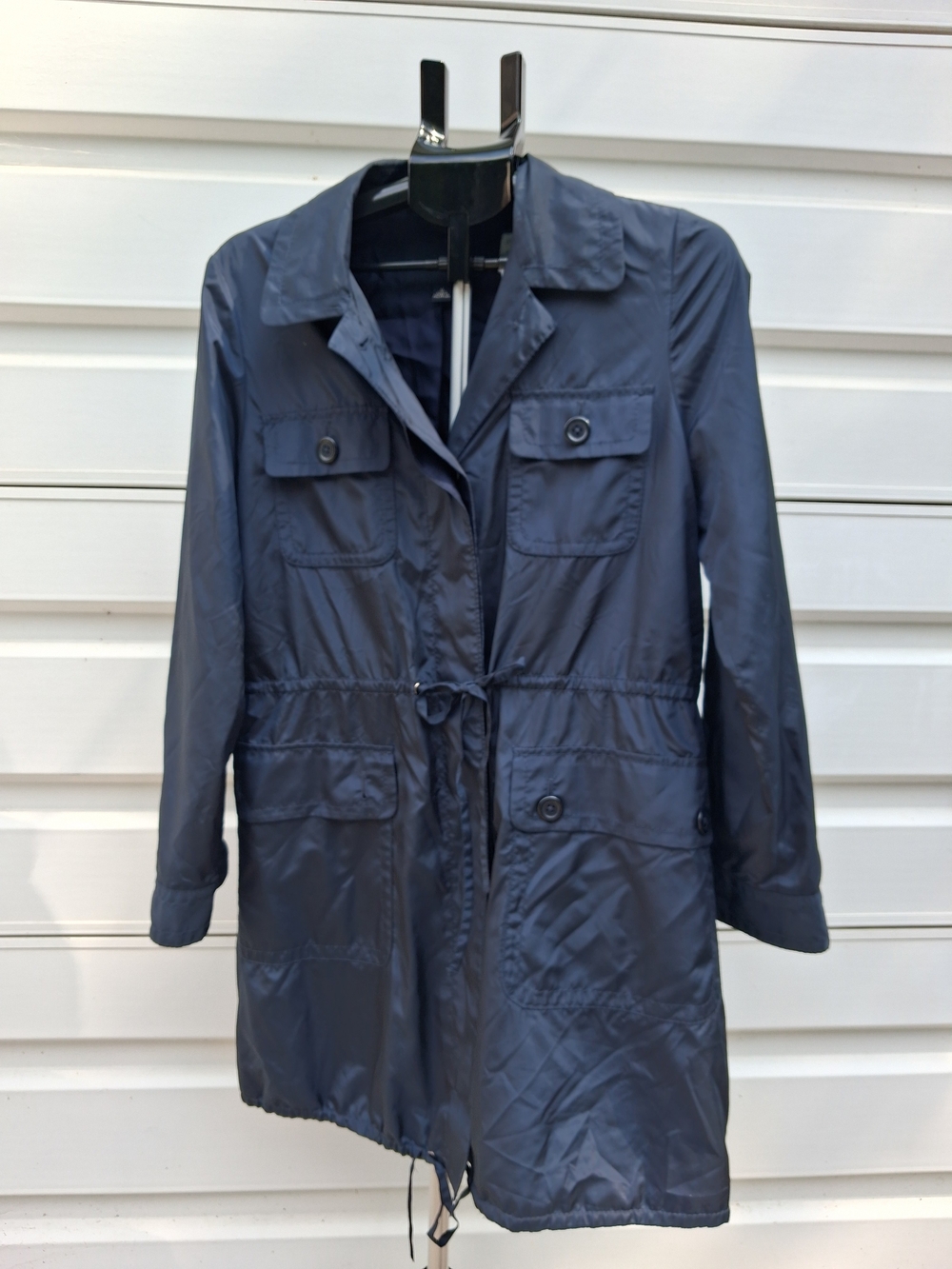 Banana Republic Women's Navy Drawstring Trench Raincoat Jacket